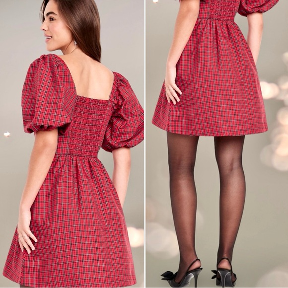 NWT Elegant Red Plaid Dress - Picture 4 of 16